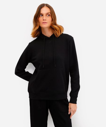 blusa de moletom com capuz e bolso ace preta P