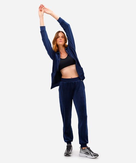 calça reta de plush cintura alta esportiva ace azul GG calça reta de plush cintura alta esportiva ace azul GG