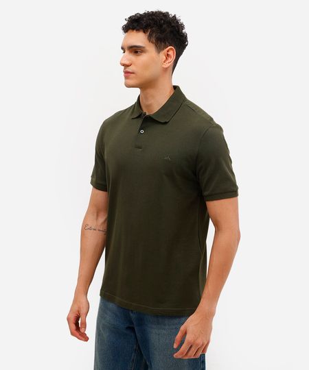 polo básica manga curta verde P