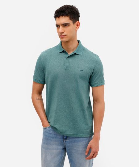 polo de piquet básica comfort manga curta - verde médio P