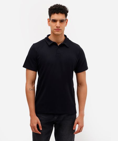 polo slim de algodão manga curta preta P