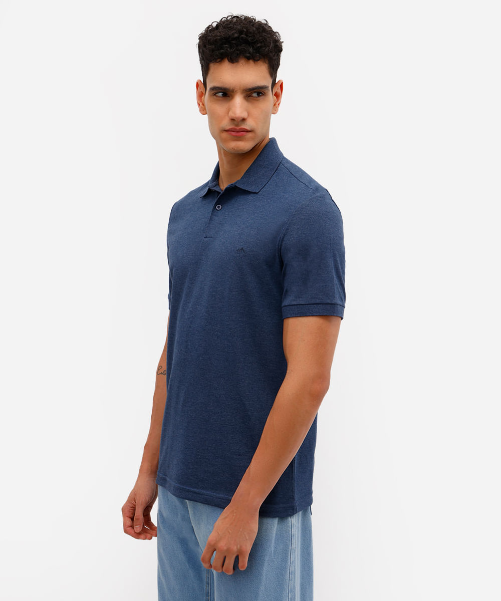 polo básica manga curta - azul mesclado