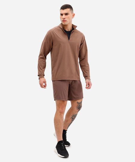 short masculino esportivo ace com recortes marrom P