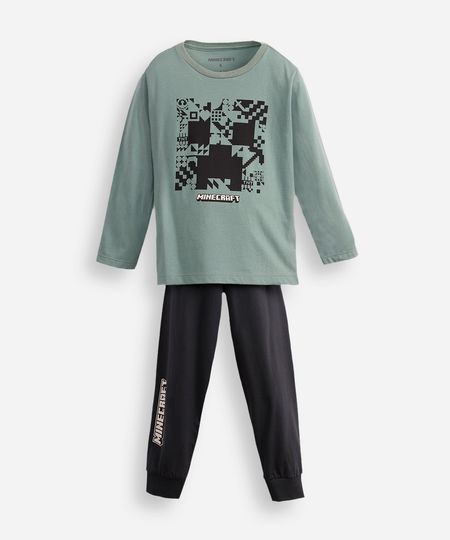pijama longo infantil minecraft verde 6 pijama longo infantil minecraft verde 6