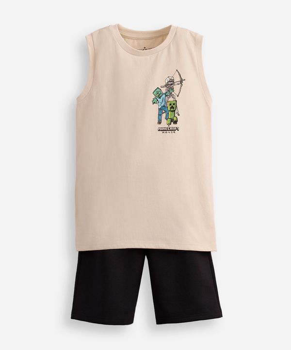 conjunto curto infantil minecraft bege 12