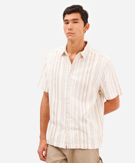 camisa masculina de algodão manga curta étnica off white G camisa masculina de algodão manga curta étnica off white G