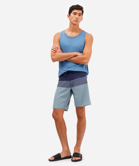 short boardshort masculino com recortes azul 44