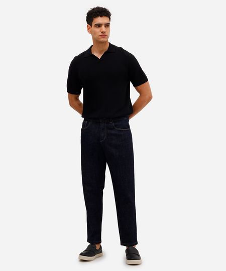 calça reta masculina jeans azul 46
