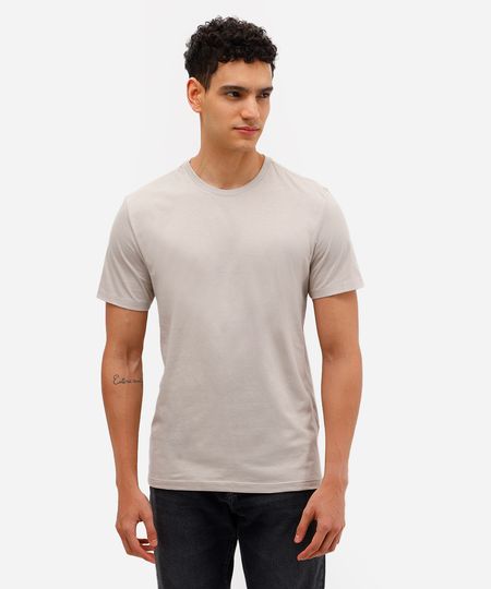 camiseta de algodão básica manga curta cinza G camiseta de algodão básica manga curta cinza G