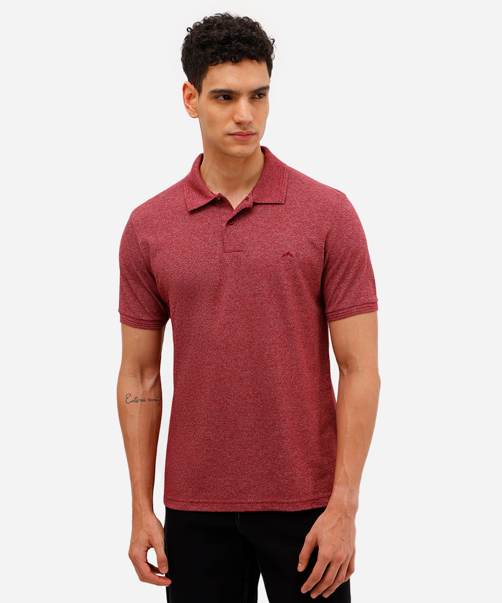 polo de piquet básica comfort manga curta vinho