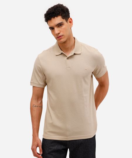 polo básica manga curta - kaki claro P polo básica manga curta - kaki claro P