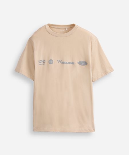 camiseta de algodão juvenil race speed bege 10
