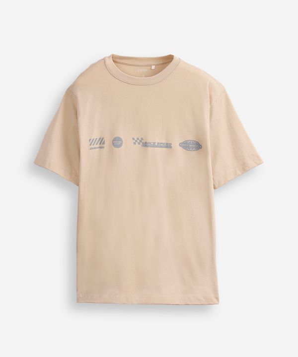 camiseta de algodão juvenil race speed bege 12