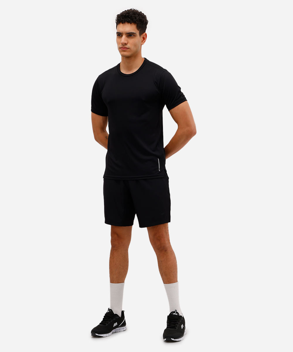 short masculino esportivo com recortes preto