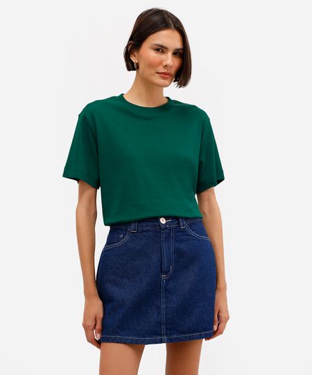 camiseta feminina de algodão peruano básica verde G