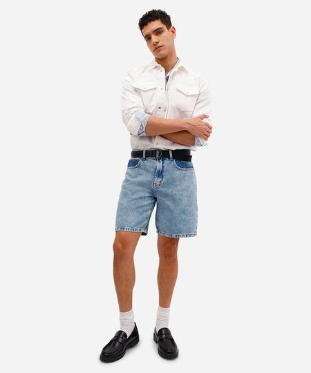 bermuda reta masculina jeans - jeans claro 38 bermuda reta masculina jeans - jeans claro 38