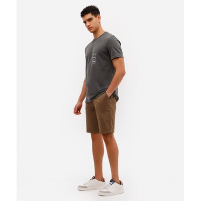 bermuda slim masculina de sarja marrom
