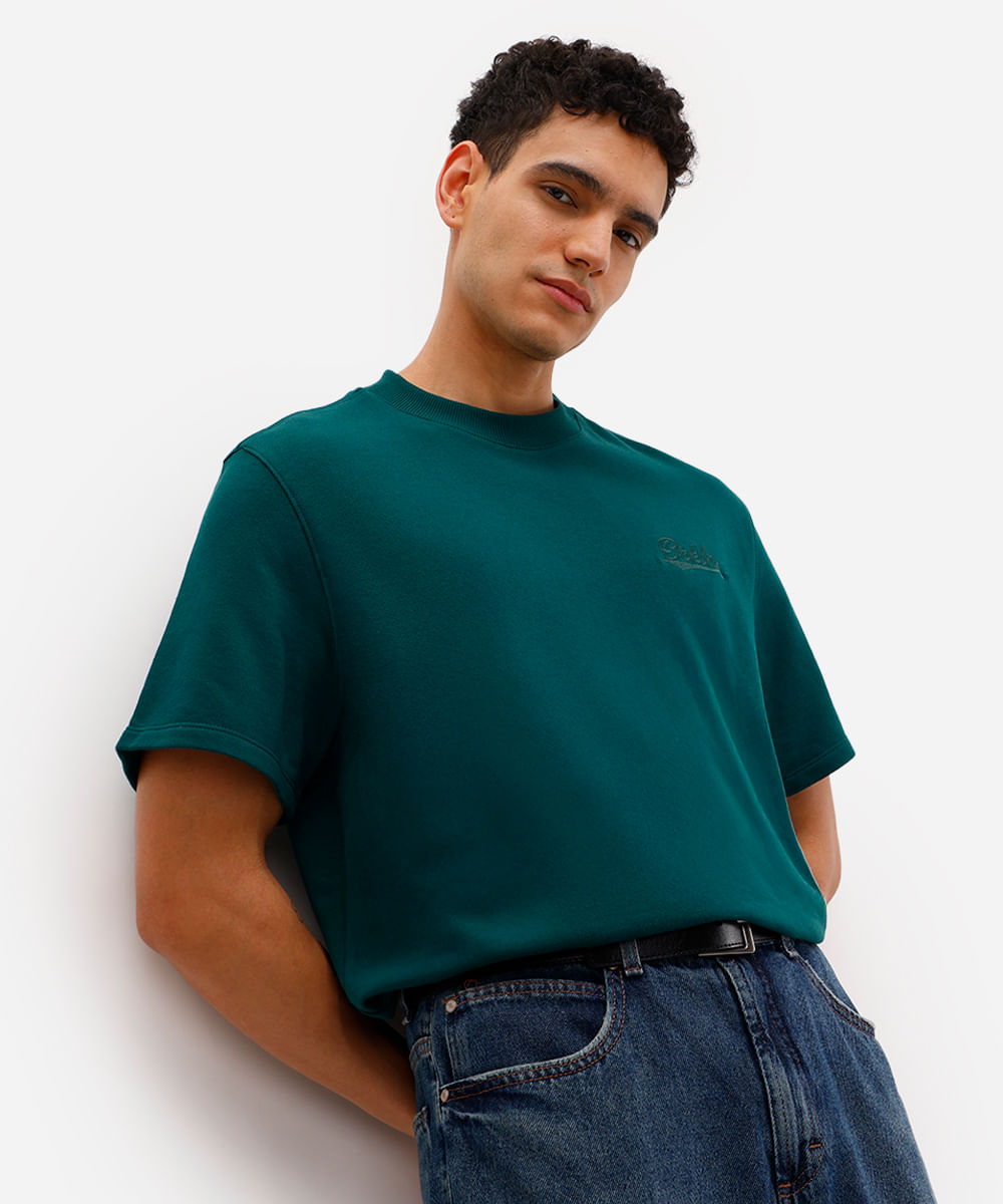 camiseta masculina de algodão manga curta brooklyn verde