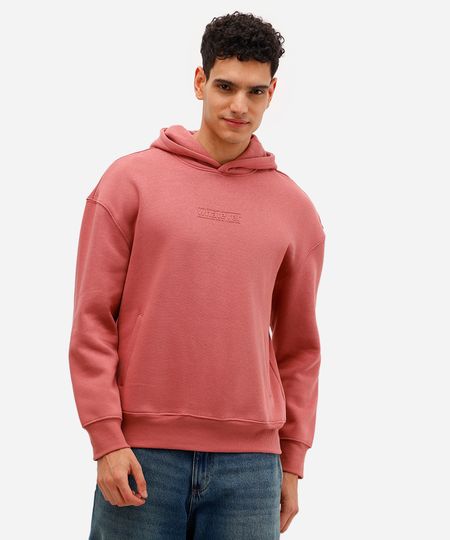 blusão masculino de moletom com capuz e bolsos whatever rosa P