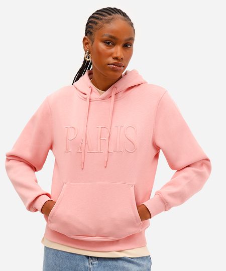blusão de moletom com capuz paris rosa PP blusão de moletom com capuz paris rosa PP