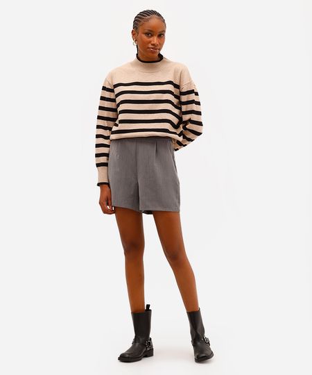 short feminino de alfaiataria cinza 36