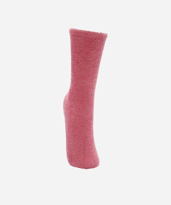 meia feminina de chenille cano alto com antiderrapante rosa 34-39