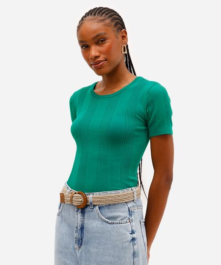blusa feminina com viscose canelada verde PP