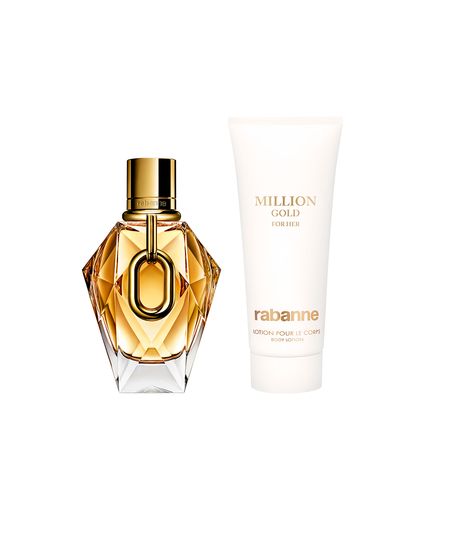 kit perfume feminino rabanne million gold for her edp refillable 90ml lotion pour le corps creme corporal 100ml UNICO