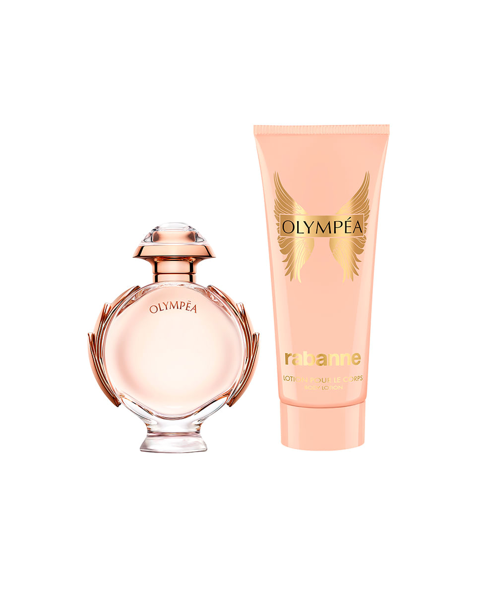kit perfume feminino rabanne olympéa edp 50ml sensual creme corporal 100ml