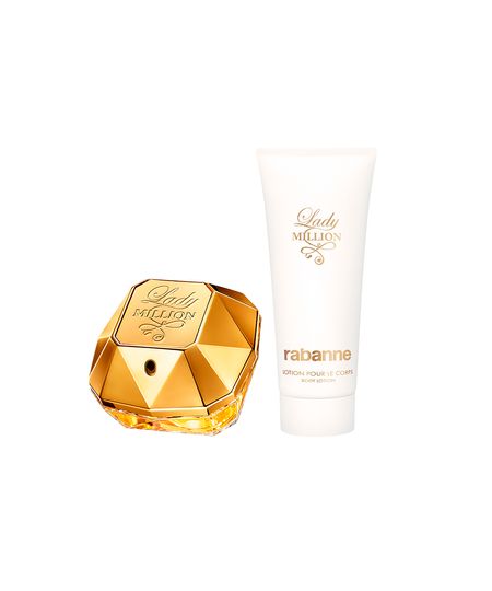 kit perfume feminino rabanne lady million sensual creme corporal 100ml edp 80ml UNICO