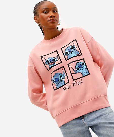 blusão de moletom com felpa manga longa stitch rosa M blusão de moletom com felpa manga longa stitch rosa M