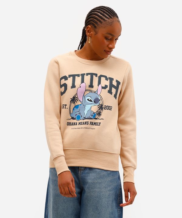 blusão feminino de moletom stitch bege P