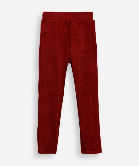 calça legging infantil aveludada vinho 12