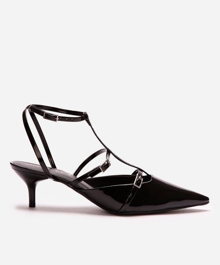 scarpin bico fino com fivelas oneself preto 37 scarpin bico fino com fivelas oneself preto 37
