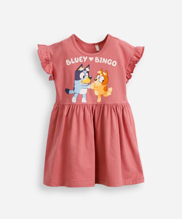 vestido de algodão infantil bluey e bingo rosa 3