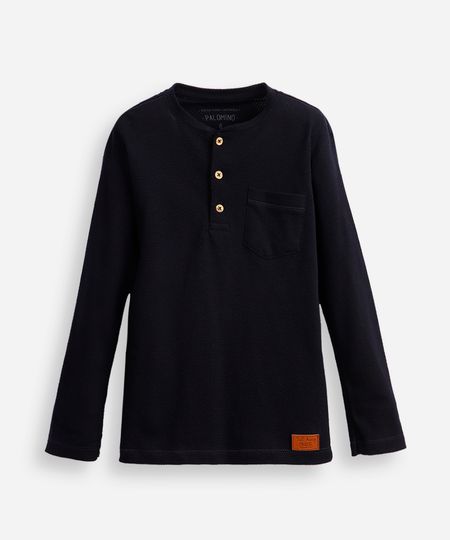 blusa infantil gola padre texturizada azul 6