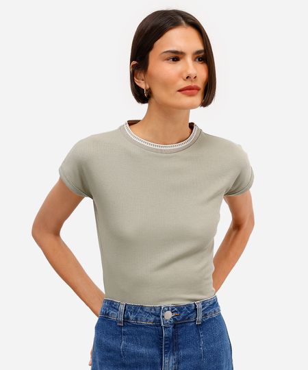 blusa feminina de viscose canelada ponto tricot verde PP blusa feminina de viscose canelada ponto tricot verde PP