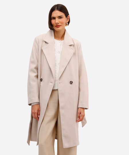 casaco trench coat feminino alongado bege PP