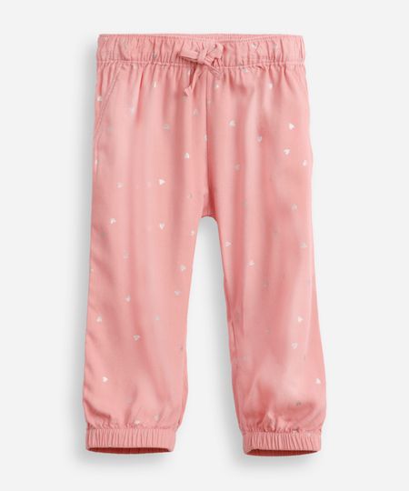 calça jogger infantil de viscose coração rosa 3 calça jogger infantil de viscose coração rosa 3