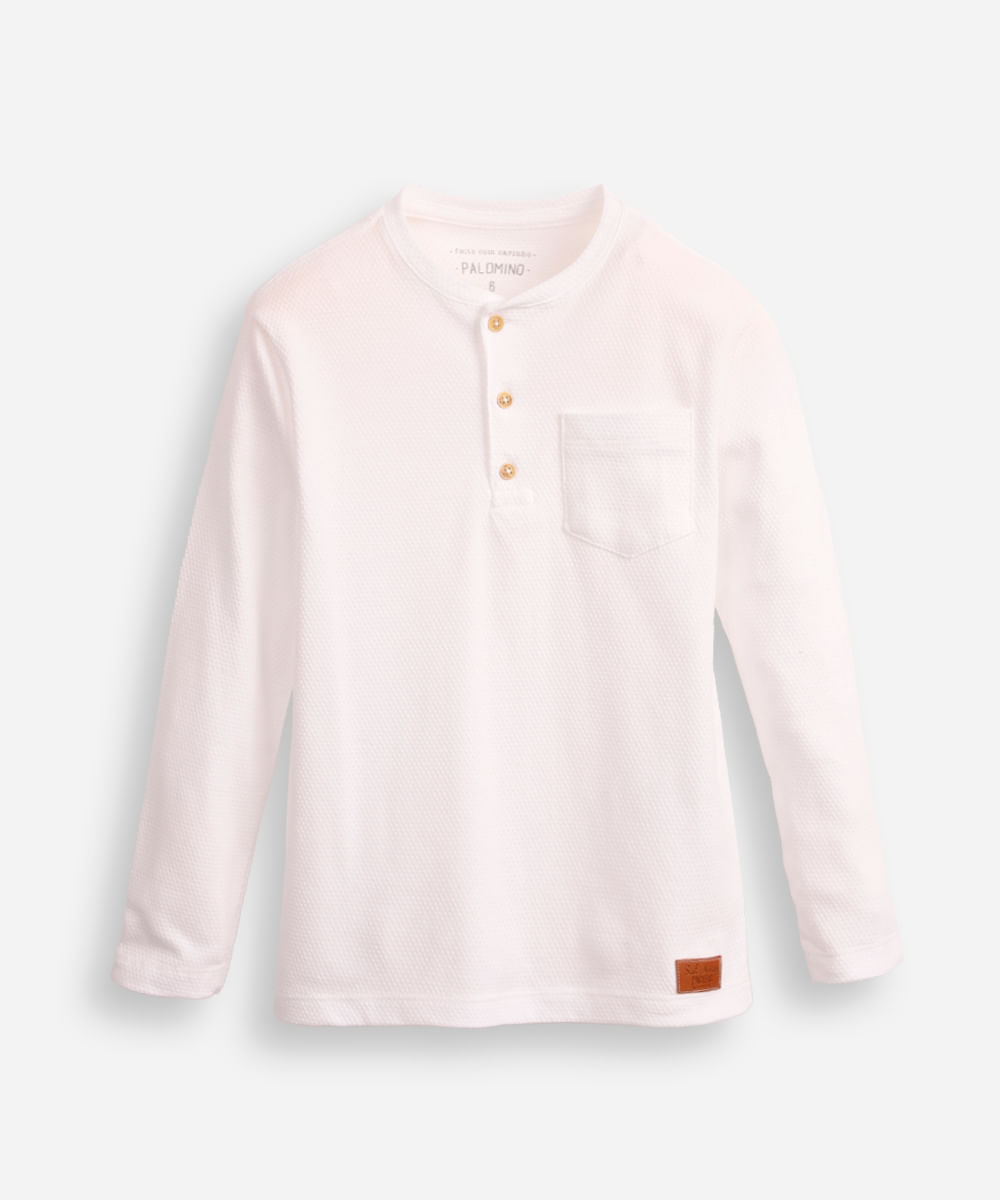 blusa infantil gola padre texturizada off white