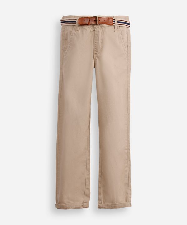 calça de sarja infantil com cinto bege 6