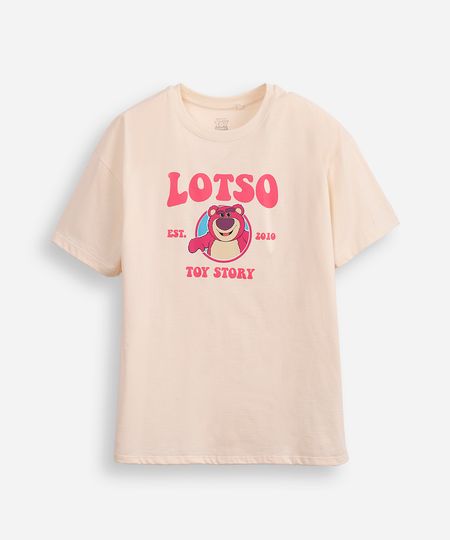 camiseta oversized juvenil de algodão urso lotso toy story bege 12 camiseta oversized juvenil de algodão urso lotso toy story bege 12