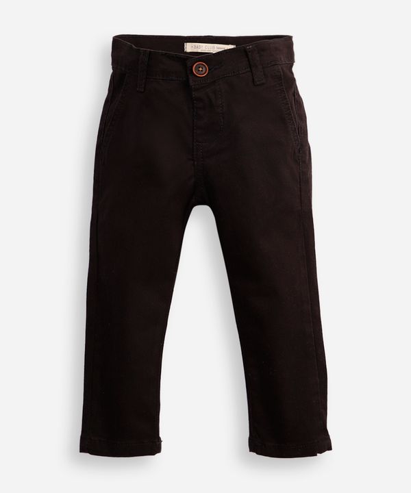 calça slim infantil de sarja com bolso chino preta 1