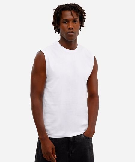 regata machão básica comfort de algodão - branco PP regata machão básica comfort de algodão - branco PP