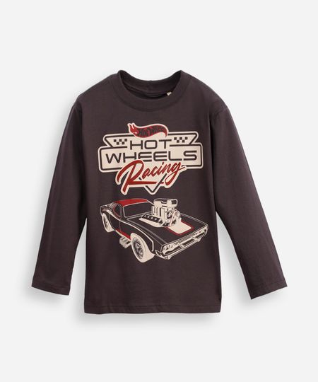 blusa de algodão infantil hot wheels racing cinza 4 blusa de algodão infantil hot wheels racing cinza 4