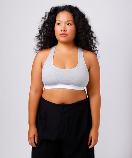 sutiã nadador feminino com algodão mindset plus size cinza GG1 sutiã nadador feminino com algodão mindset plus size cinza GG1