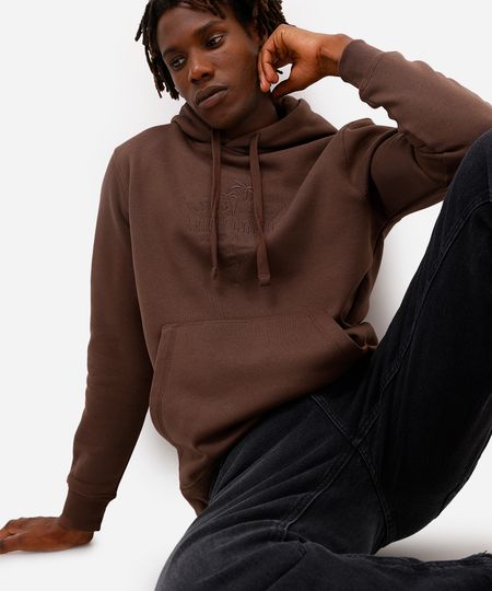 blusão masculino de moletom com capuz e bolso canguru california marrom M blusão masculino de moletom com capuz e bolso canguru california marrom M