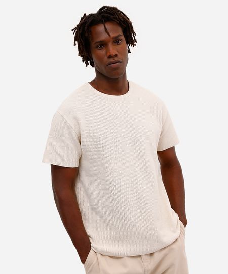 camiseta masculina de tricot manga curta off white G