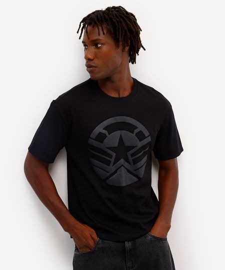 camiseta masculina de algodão capitão américa preta M camiseta masculina de algodão capitão américa preta M