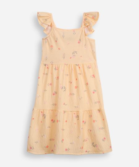 vestido infantil alça com babado floral amarelo 4 vestido infantil alça com babado floral amarelo 4